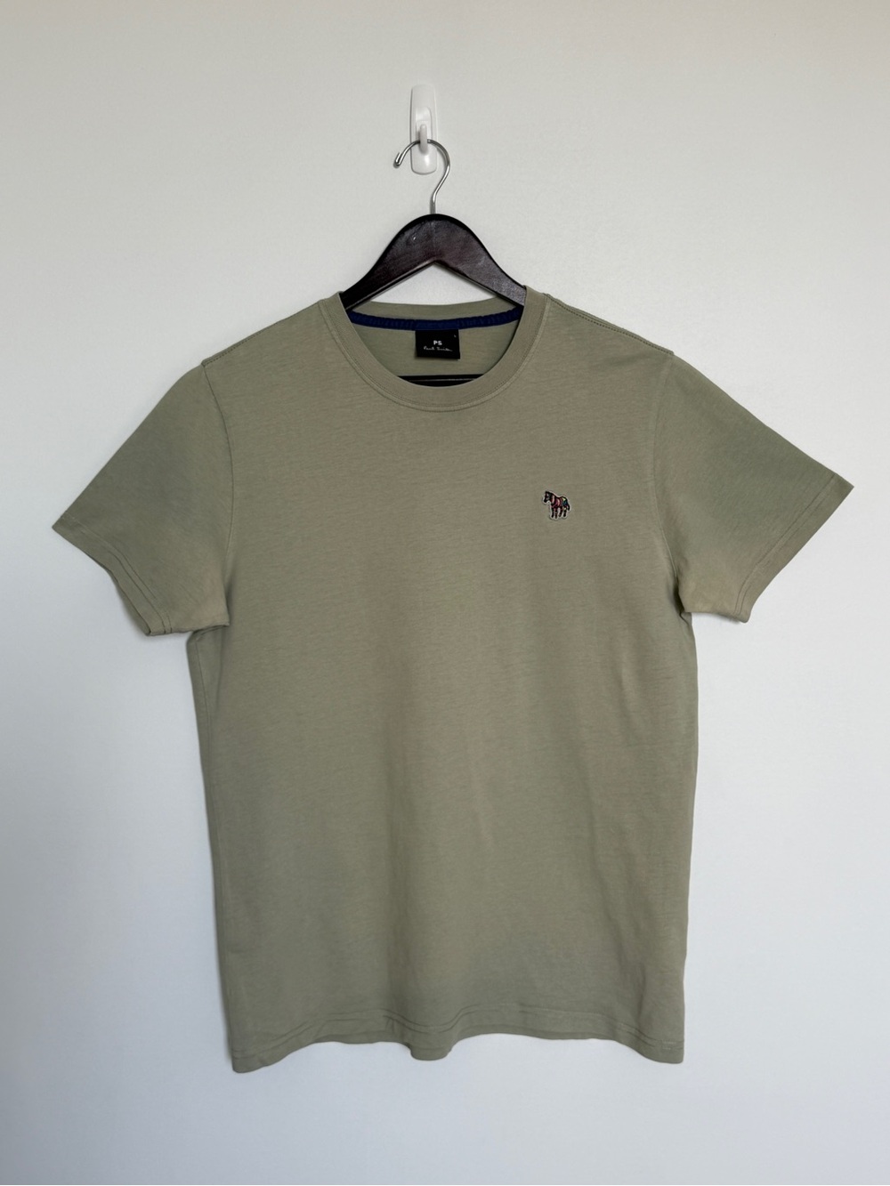 Paul Smith Olive Short Sleeve Crew Tee with Zebra Motif